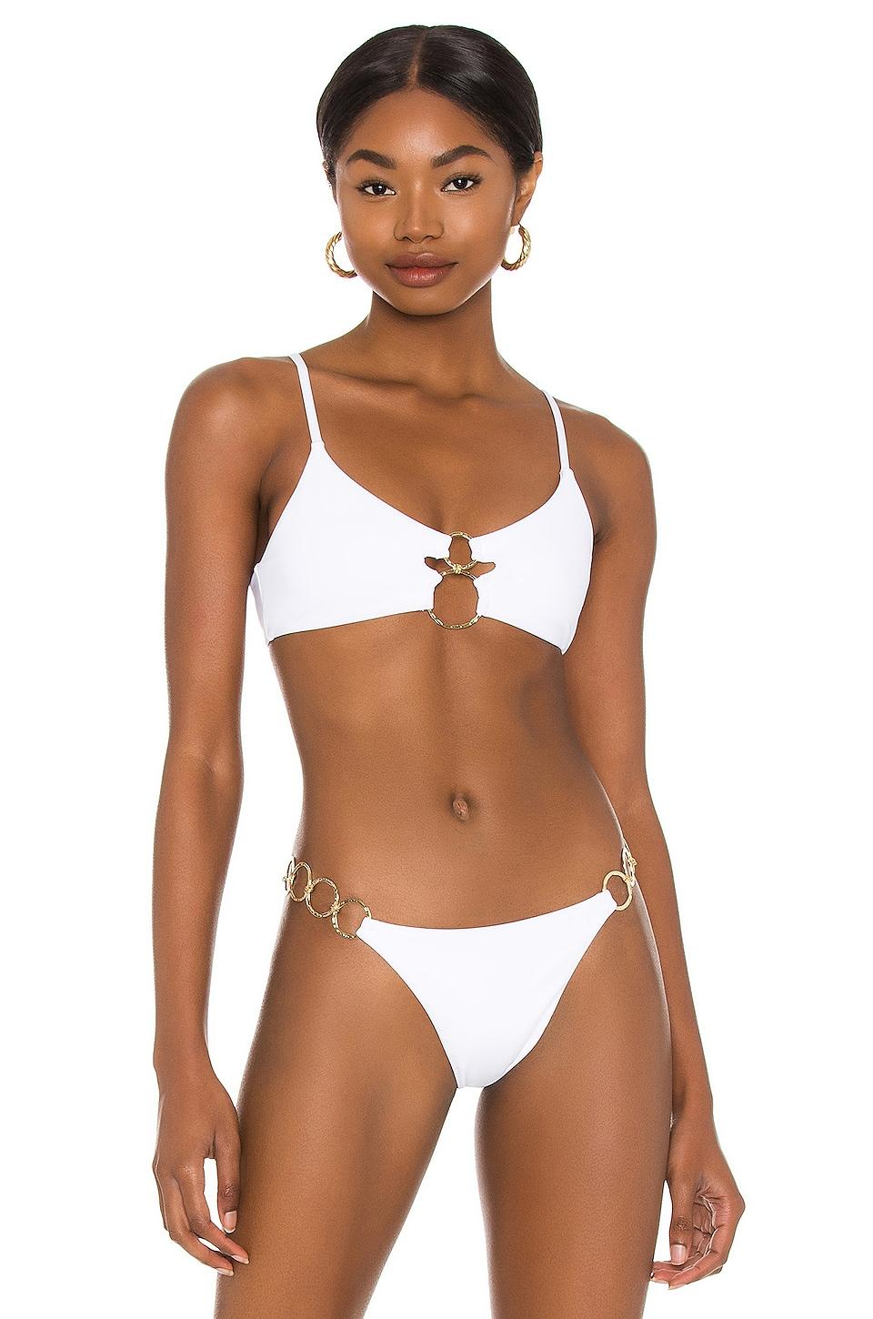 Beach Bunny Lace Lexi Bikini Top in White (Brown) | Lyst