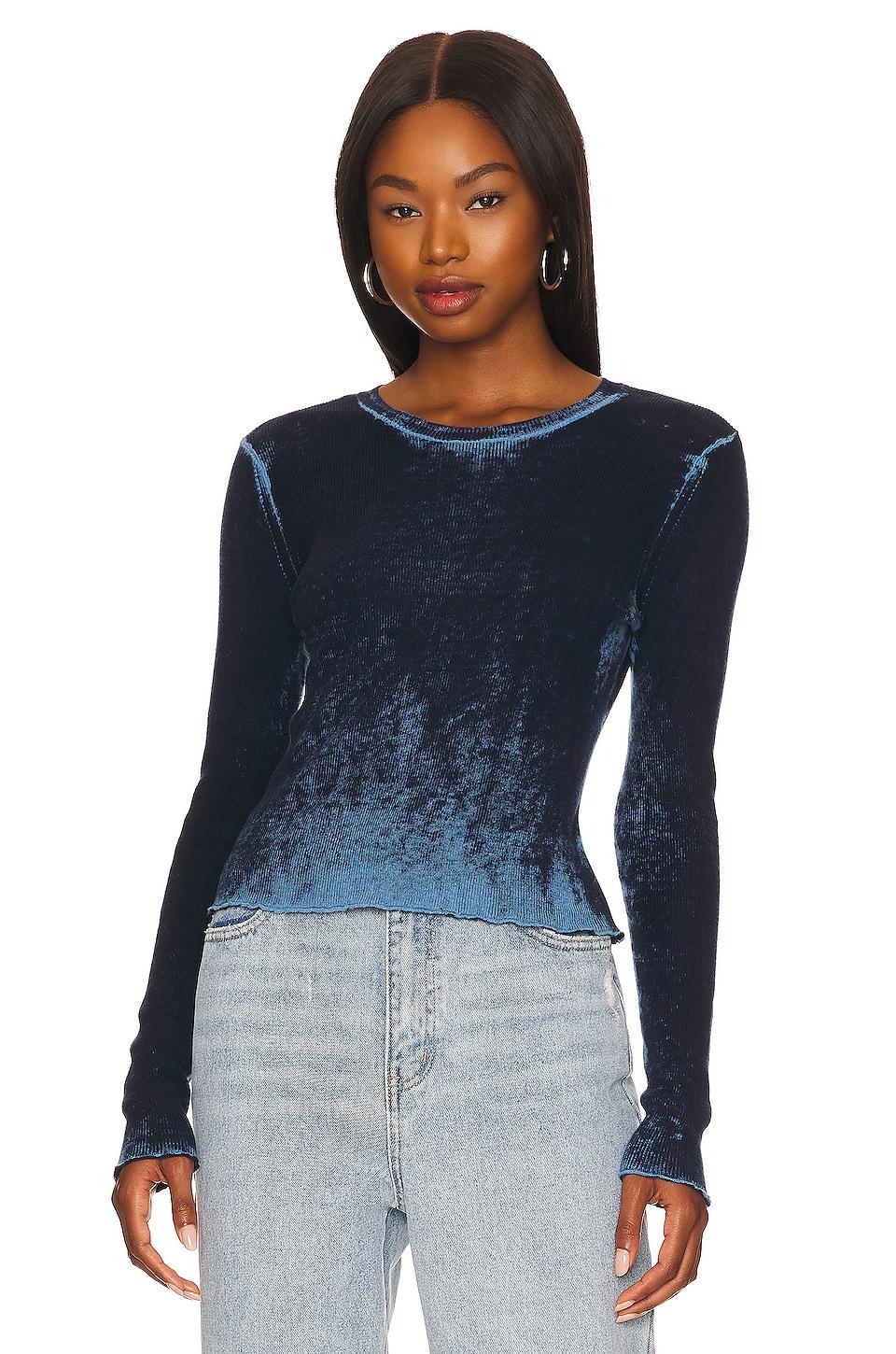 Autumn Cashmere Inked Ribbed Crew in Blue Lyst