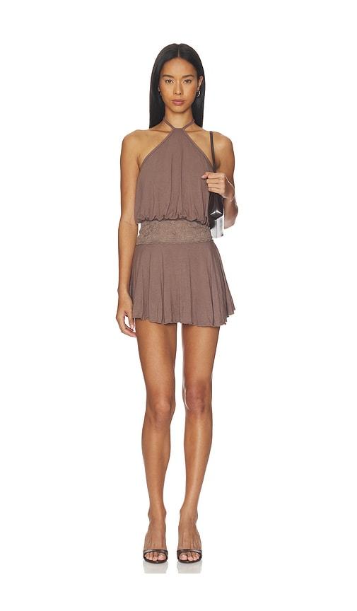 MORE TO COME Easton Halter Mini Dress in Brown | Lyst