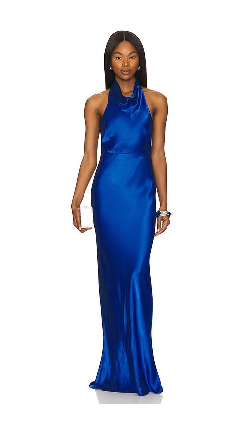 Shona Joy Tatum High Cowl Open Back Maxi Dress in Blue | Lyst