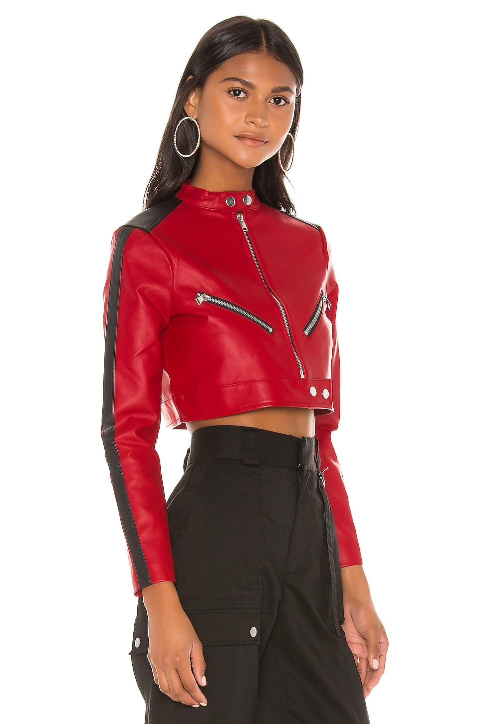 superdown Thandi Cropped Racer Jacket in Red | Lyst