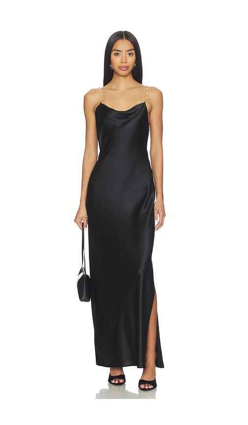 fitted lace wedding dress Jennelyn Pleated Gown Black