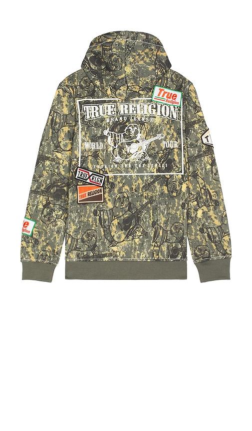 True Religion Patch Buddha Camo Big-T Zip Hoodie in Green