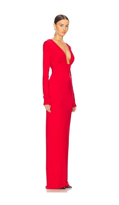Helsa Jersey Deep V Maxi Dress in Red | Lyst