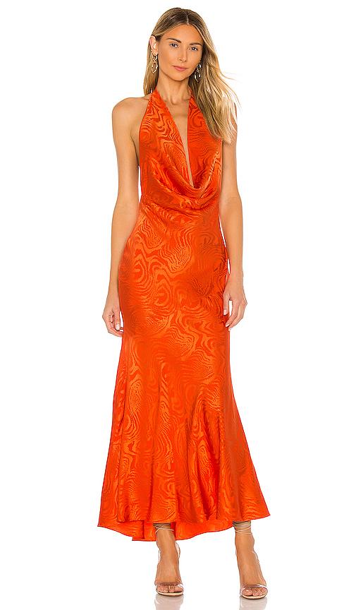 Ronny Kobo Silk Sandrine Gown in Orange 