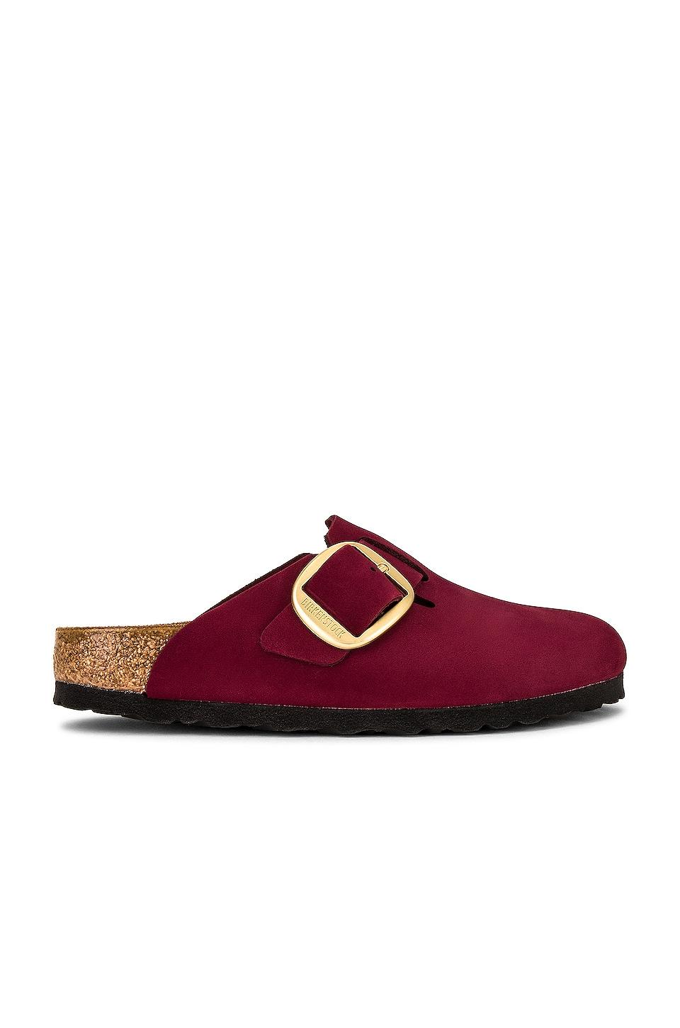 Birkenstock Boston Big Buckle Clogin Maroon in Red | Lyst