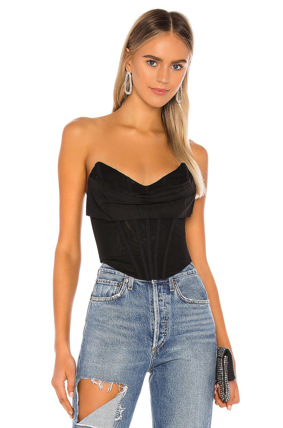 black bustier top outfit