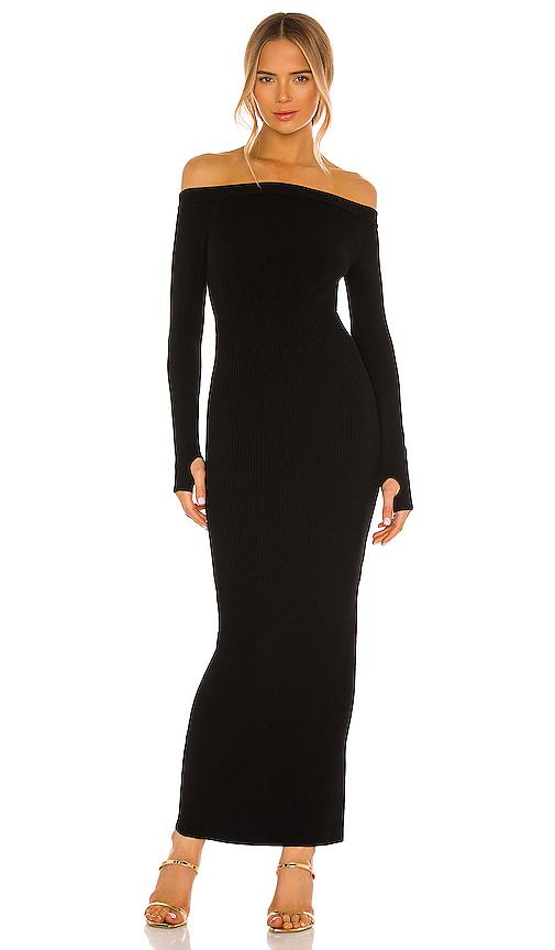 black half shoulder dress