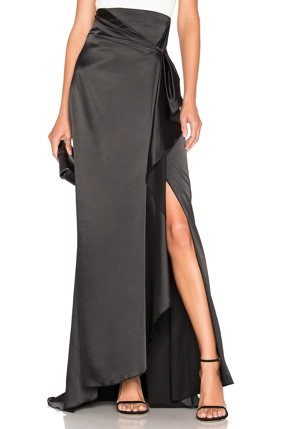 Alexis Brill Ruffle Skirt in Black | Lyst