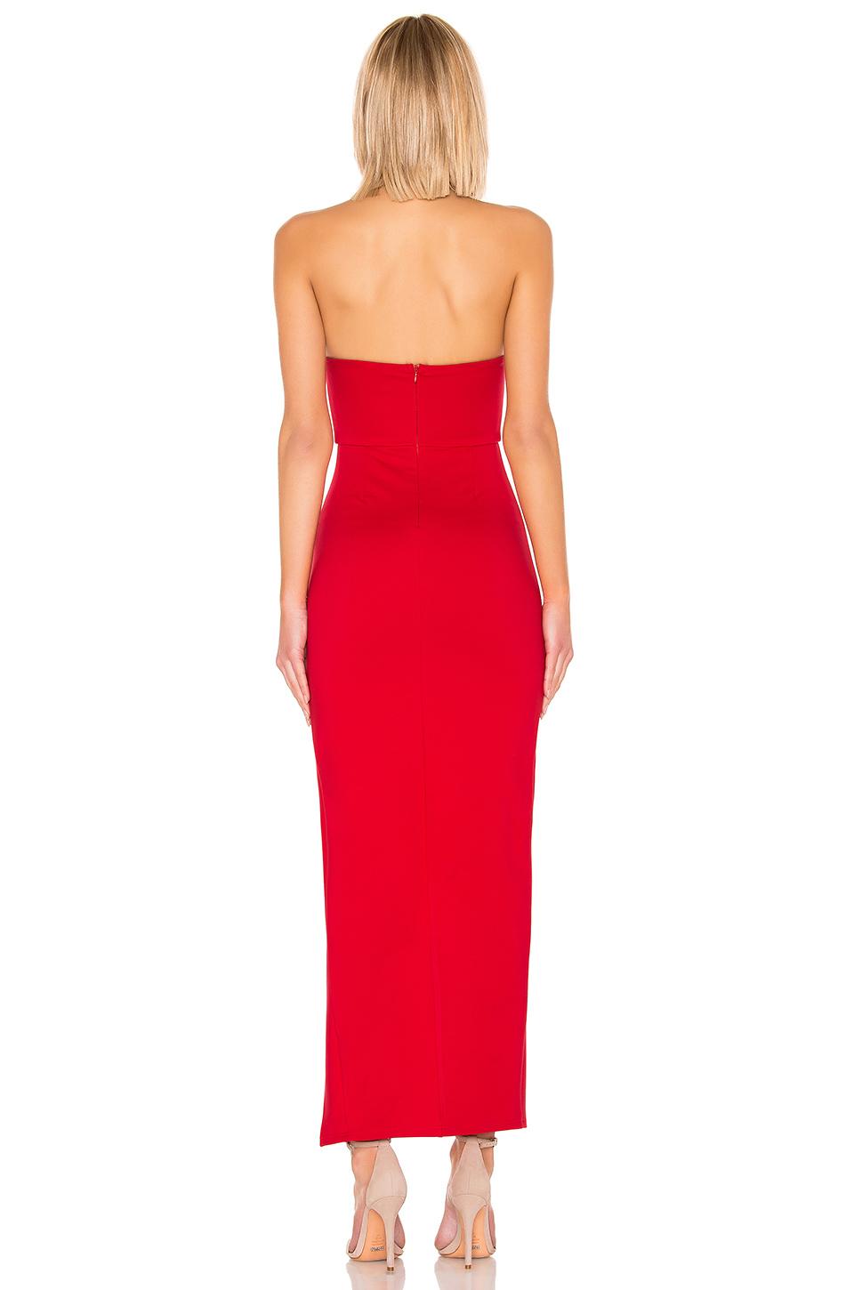 ryleigh strapless maxi dress in red