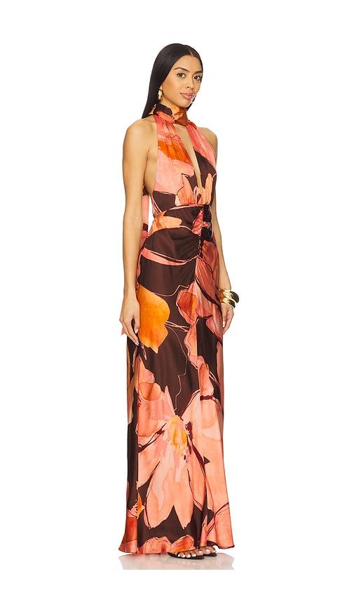 orange shona joy dress Shona Joy Mia Spliced Maxi Dress in Red Orange & Hibiscus
