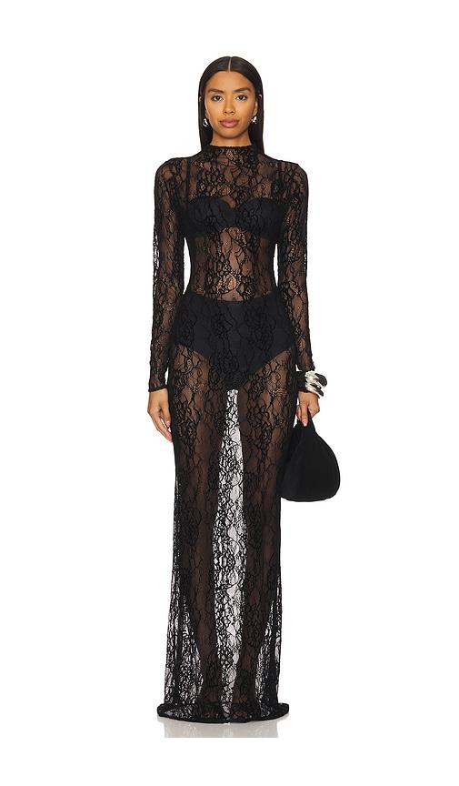 GOOD AMERICAN Lace Maxi Dress in Black | Lyst UK