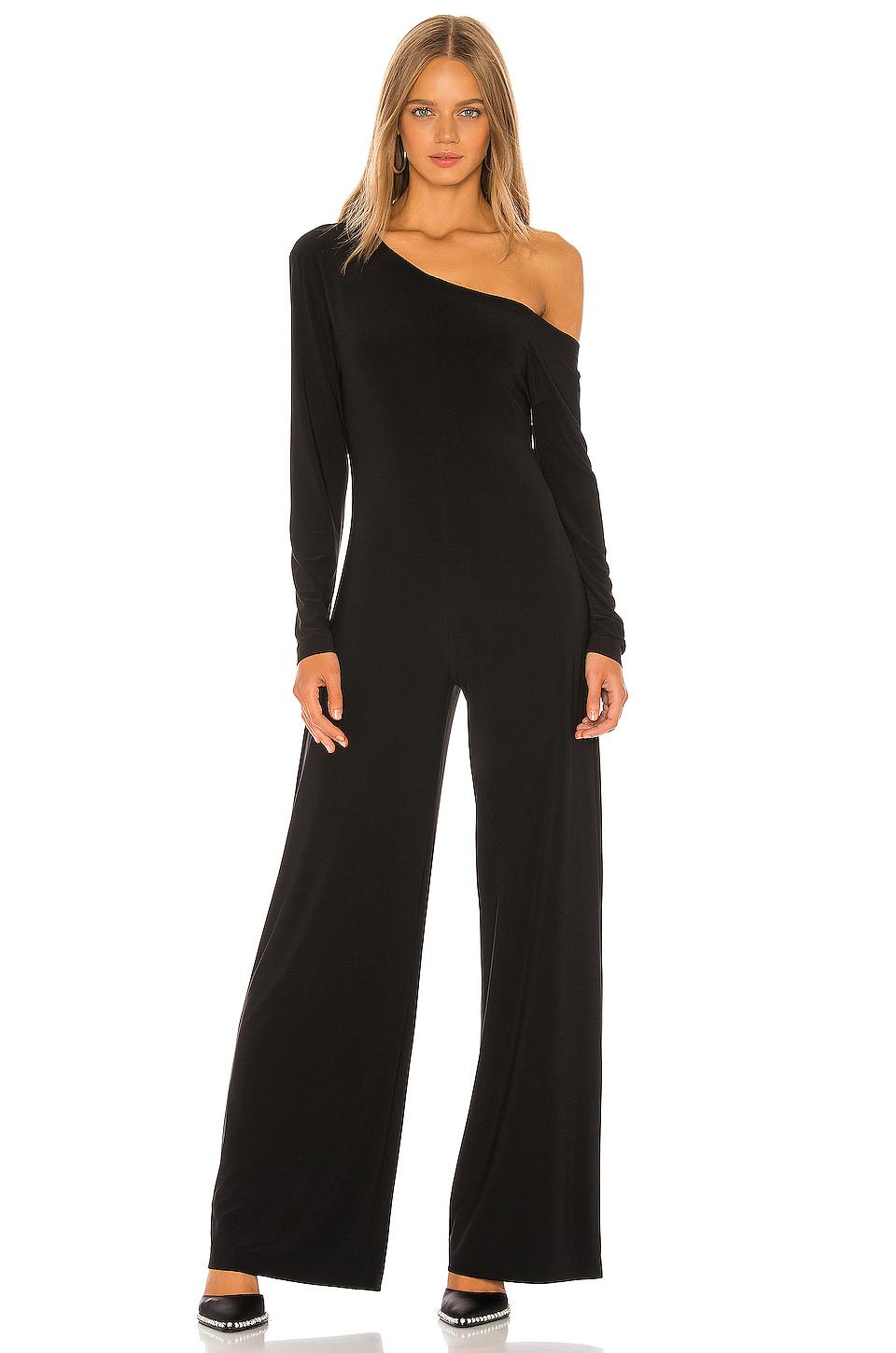 Norma Kamali Synthetic Long Sleeve Drop Shoulder Jumpsuit in Black - Lyst