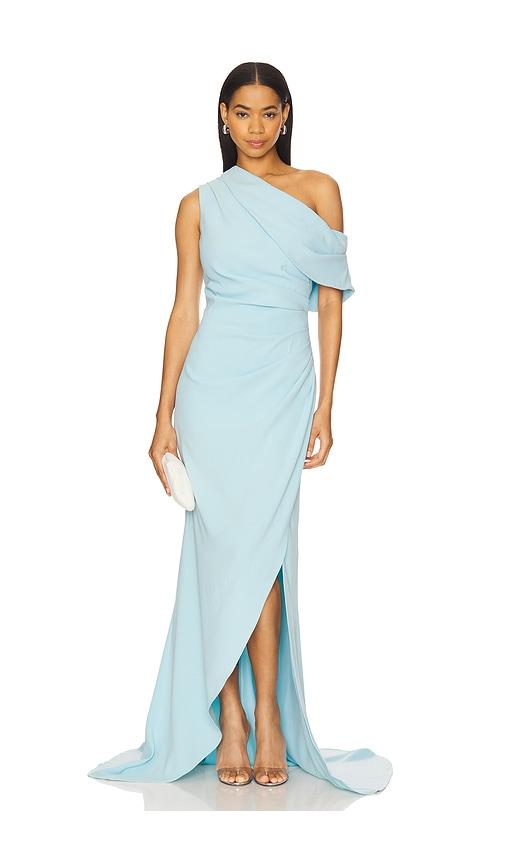 open lace back dress Blue Abstract Mariel One Shoulder Maxi Dress main image 0