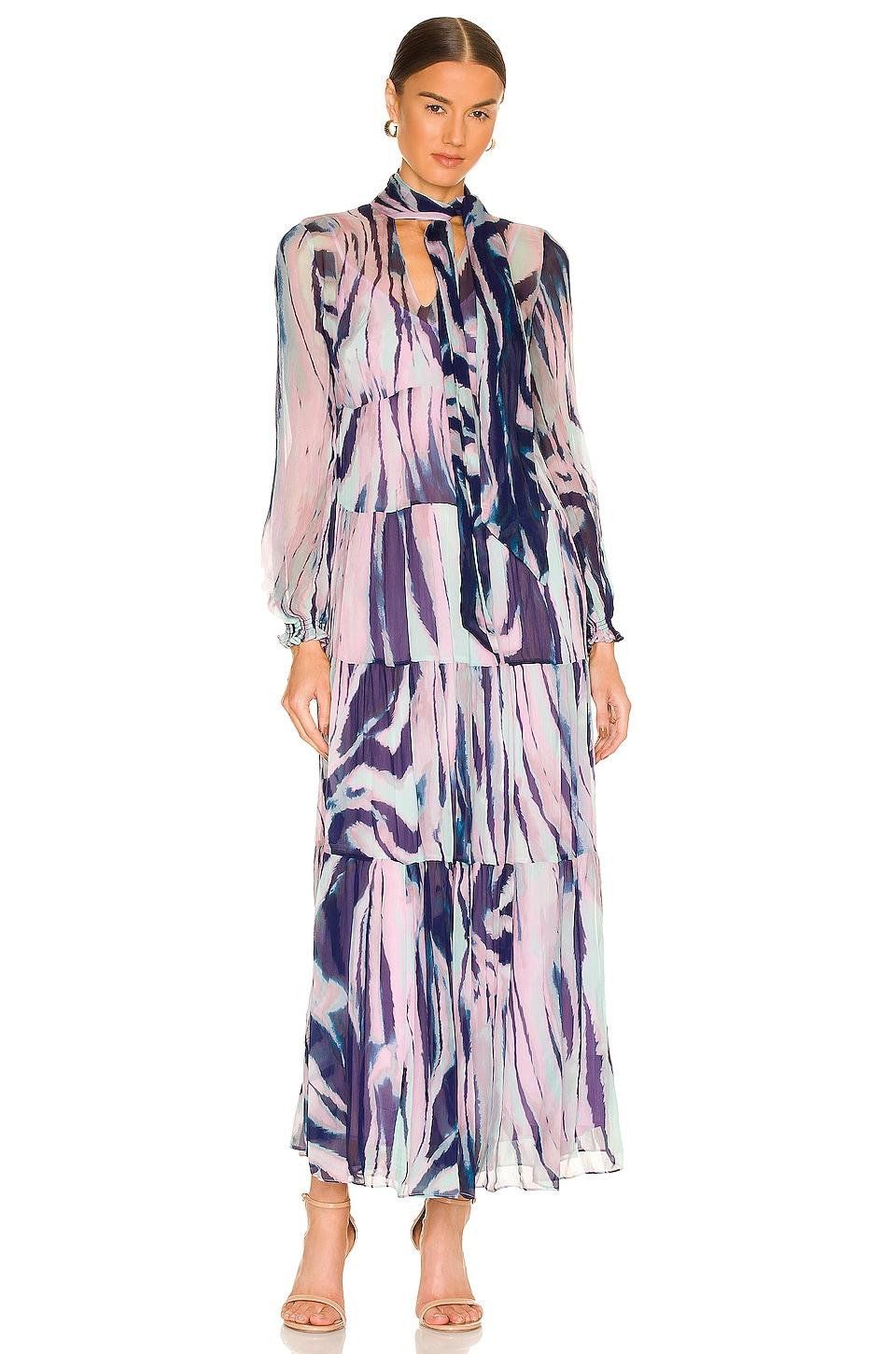 Diane von Furstenberg Chiffon jurk room-blauw abstract patroon elegant Mode Jurken Chiffon jurken 