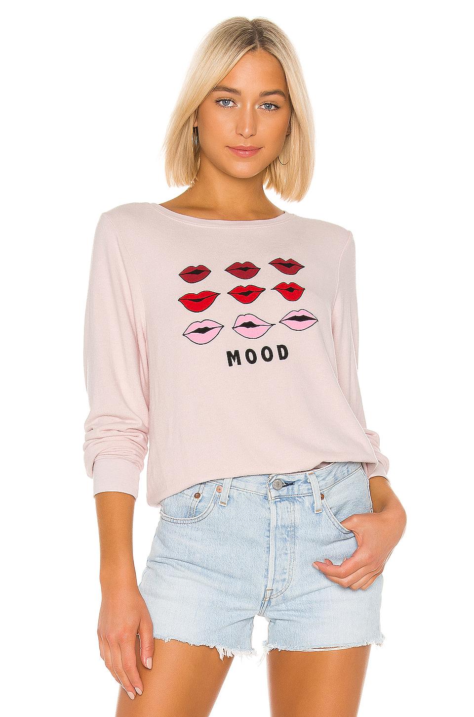 Wildfox Moody Lips Baggy Beach Sweatshirt in Rose (Pink) - Lyst