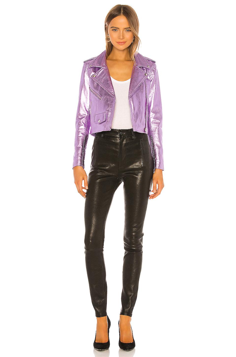 Metallic Mercy Crop Jacket in Purple 
