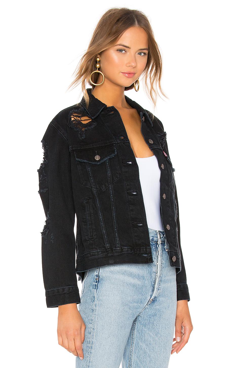 levi's ex boyfriend trucker jacket black