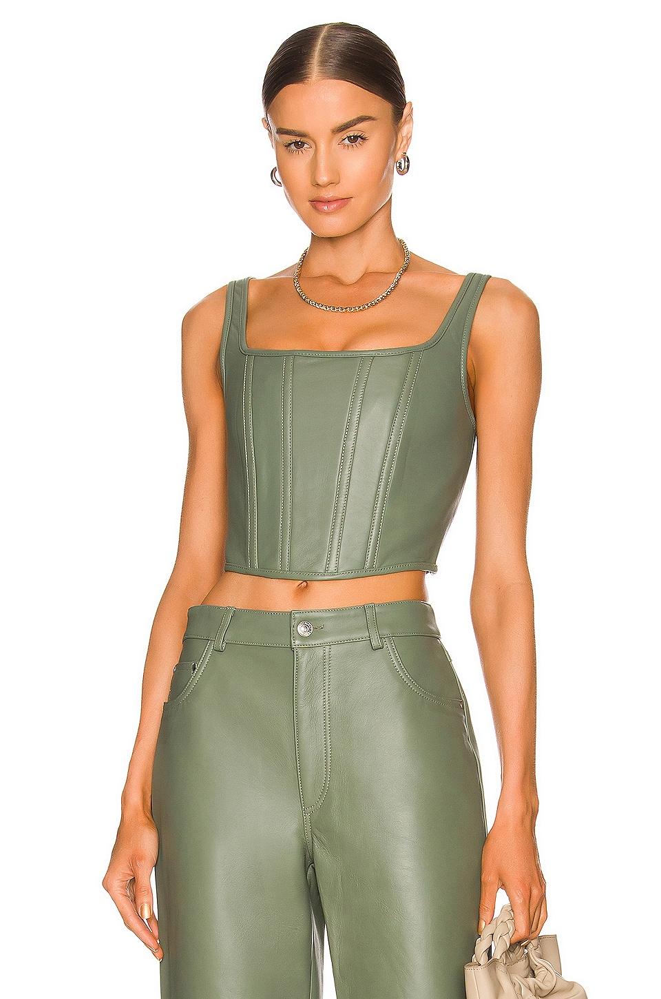 ENA PELLY Leather Bustier in Army 