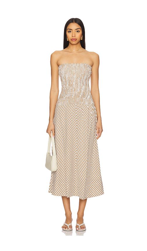 MINKPINK Artemis Shirred Midi Dress in White | Lyst UK