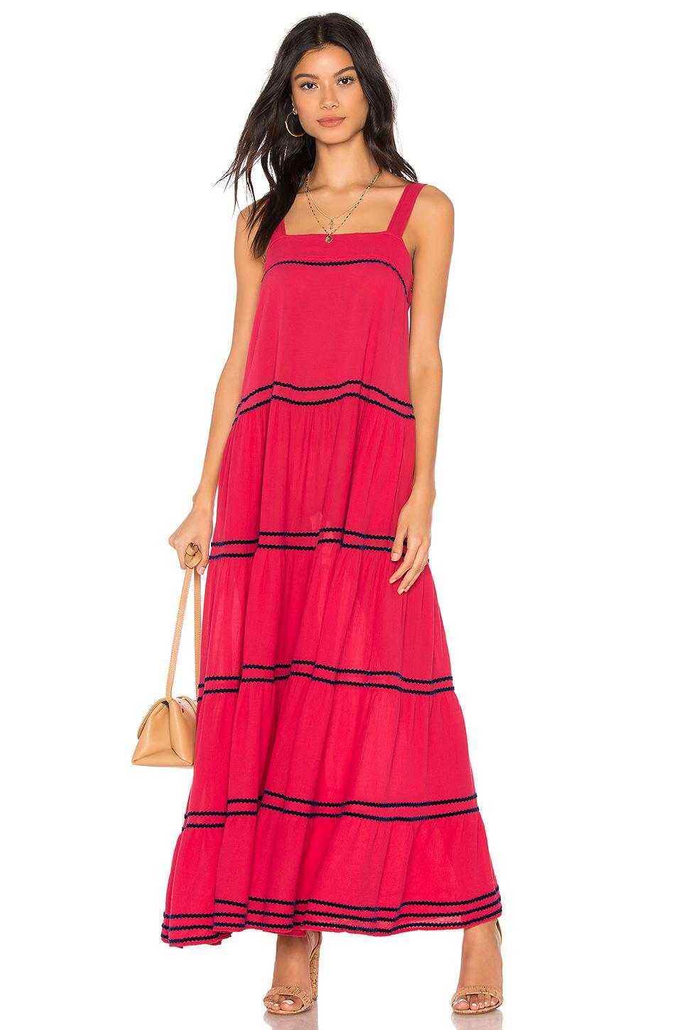 9seed Cotton Sayulita Tier Maxi Dress in Red - Lyst