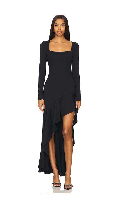 Black long sleeve high low dress best sale