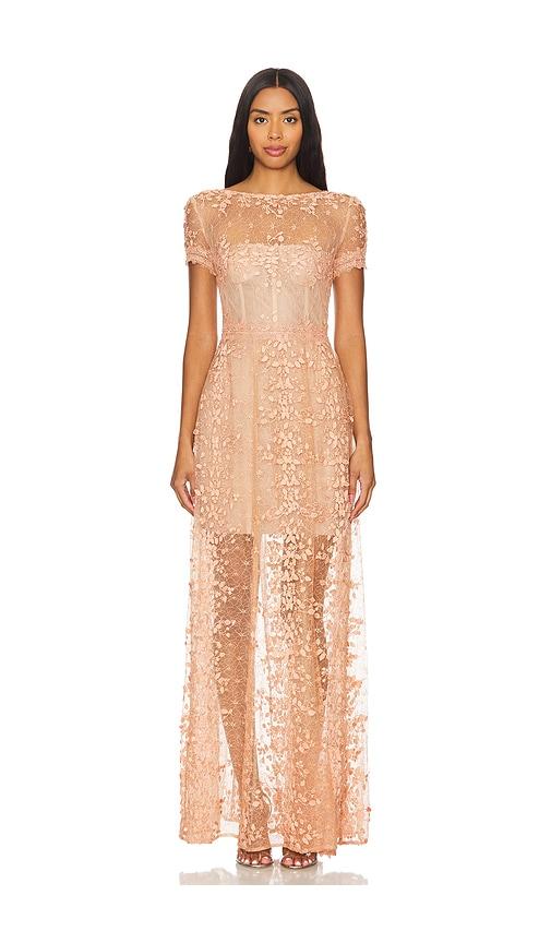 bronx and banco megan long-sleeve lace overlay midi godet dress Bronx and Banco Megan Sleeveless Lace Godet Midi Dress
