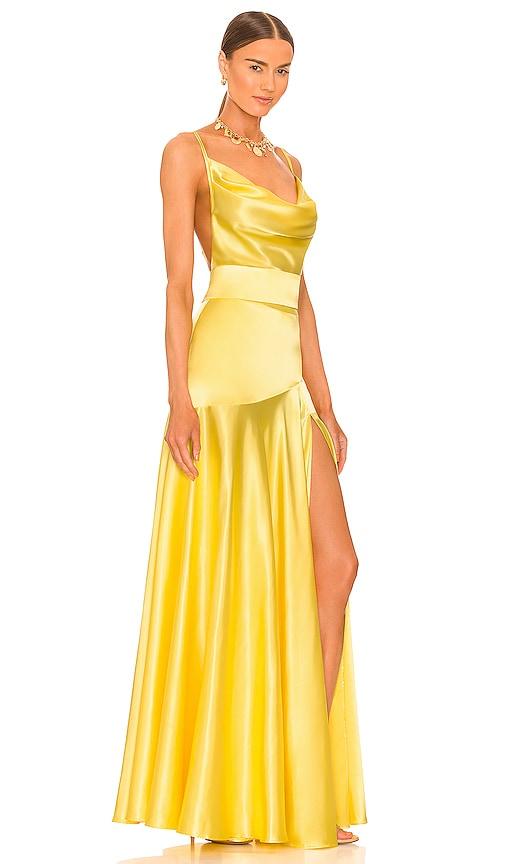 yellow silk dress revolve Yellow Ruffle Dress