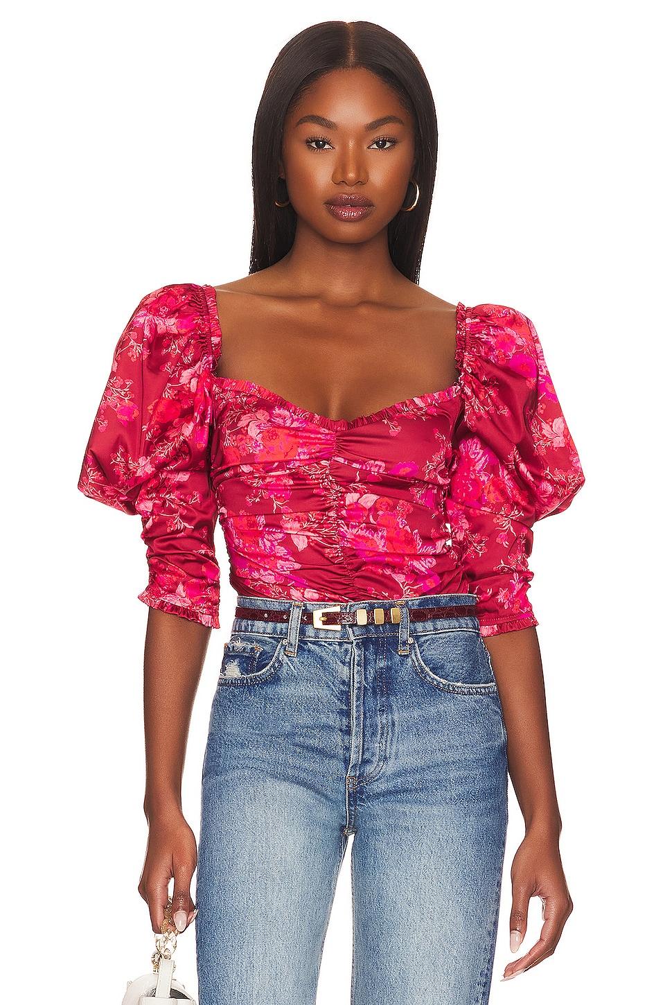For Love \u0026 Lemons Monet Bodysuit in Red 