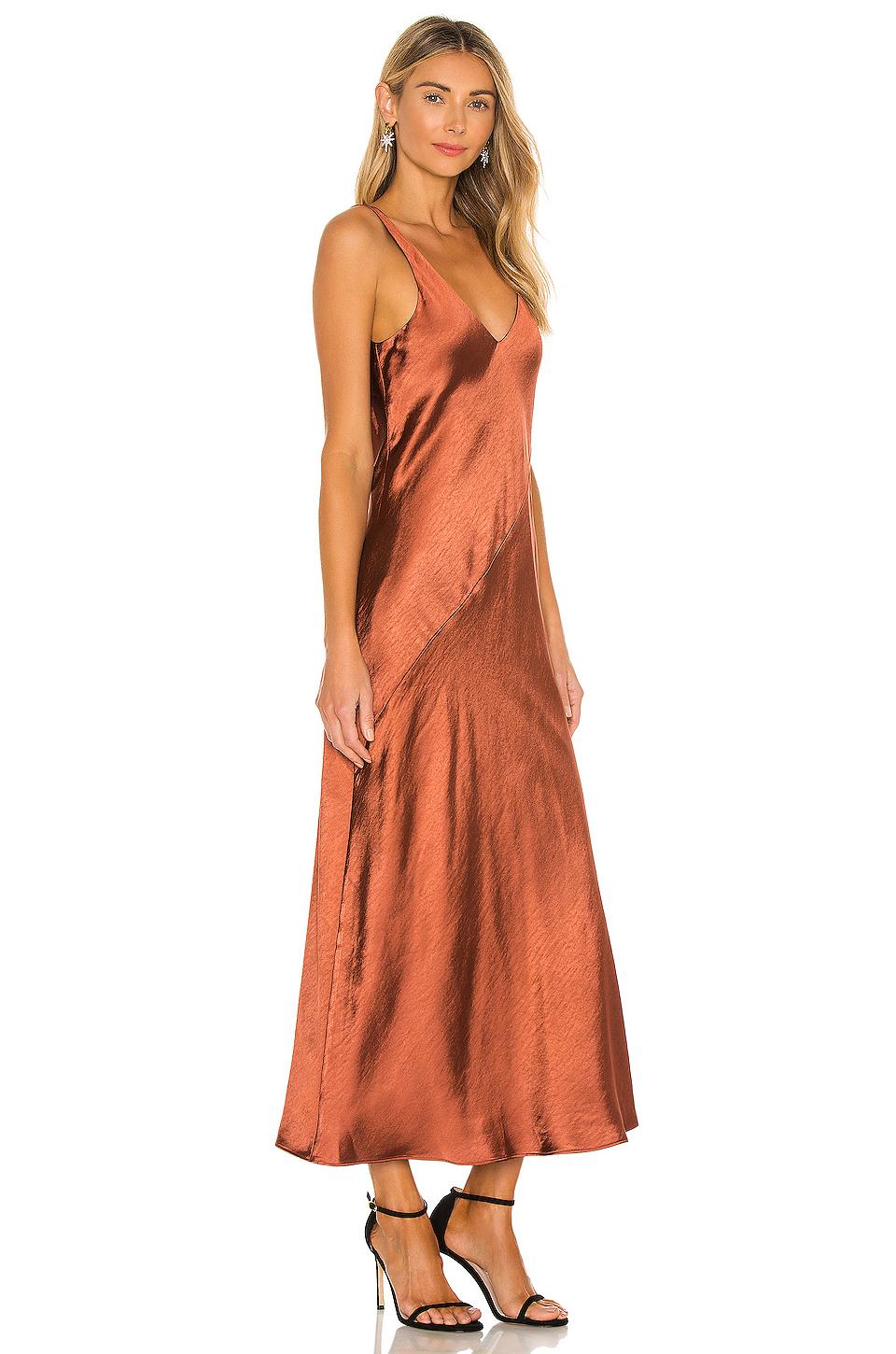 Line \u0026 Dot Loulou Satin Dress in Brown | Lyst