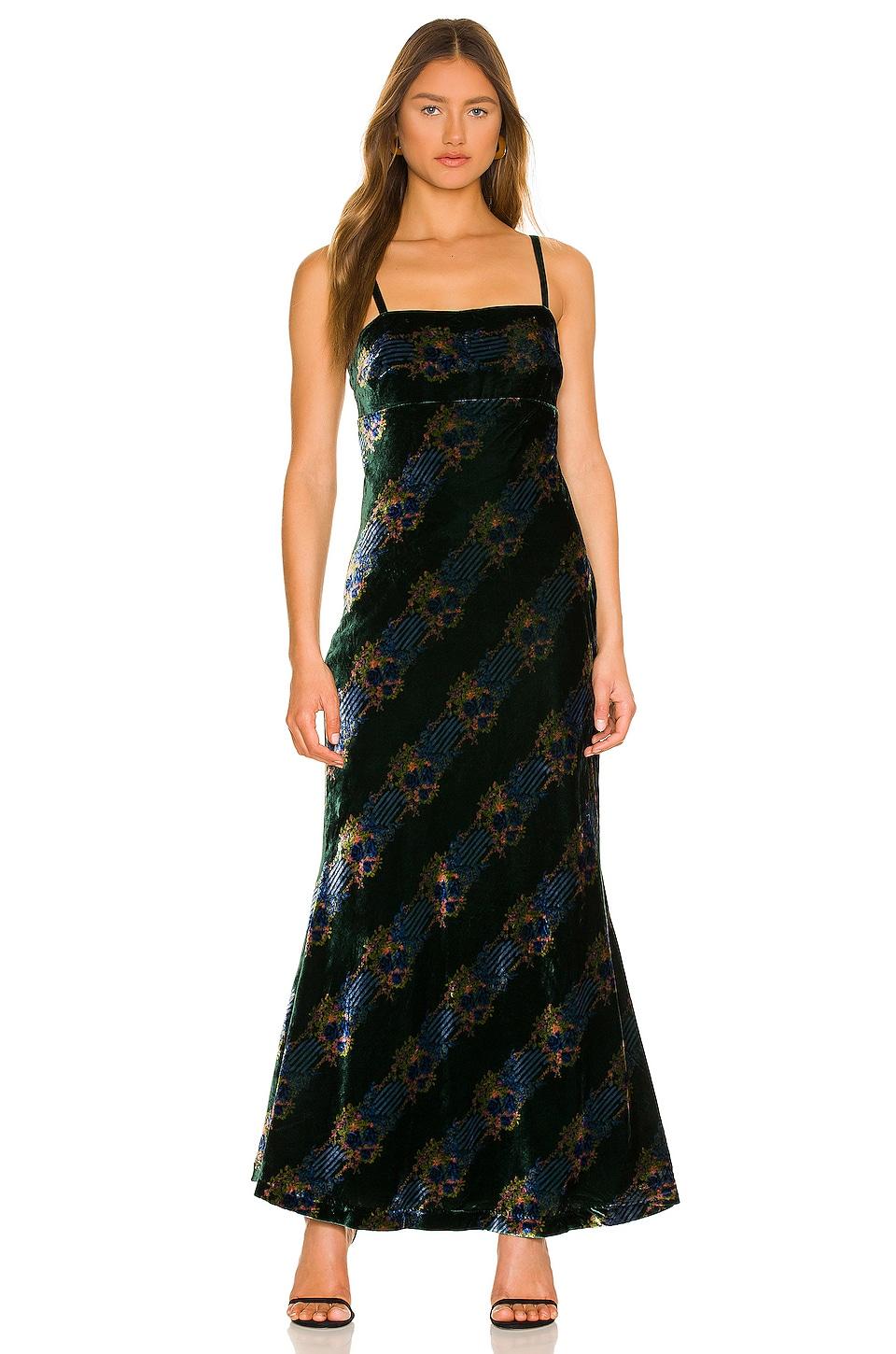 Free People X Revolve Juliet Velvet Printed Maxi Dress in Green Lyst