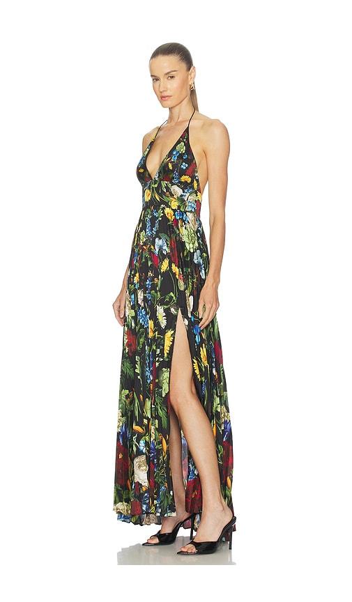 Alice + Olivia Hannah Deep V Slit Maxi Dress in Black | Lyst