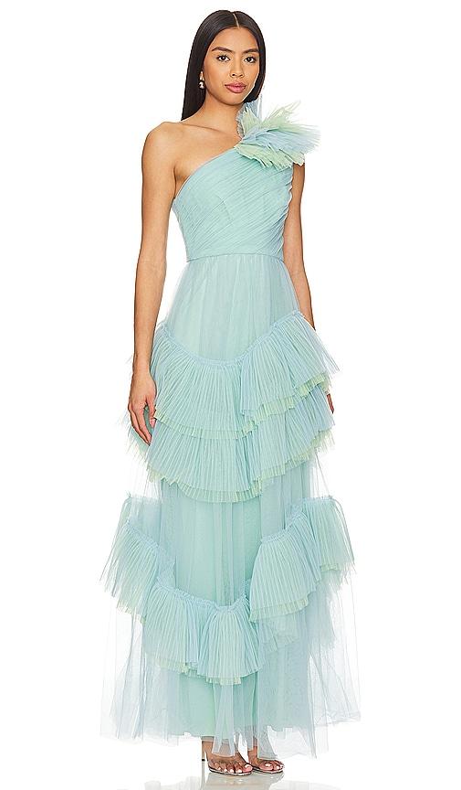 One Shoulder Bcbg Light Blue Gown BCBGMAXAZRIA One Shoulder Tulle