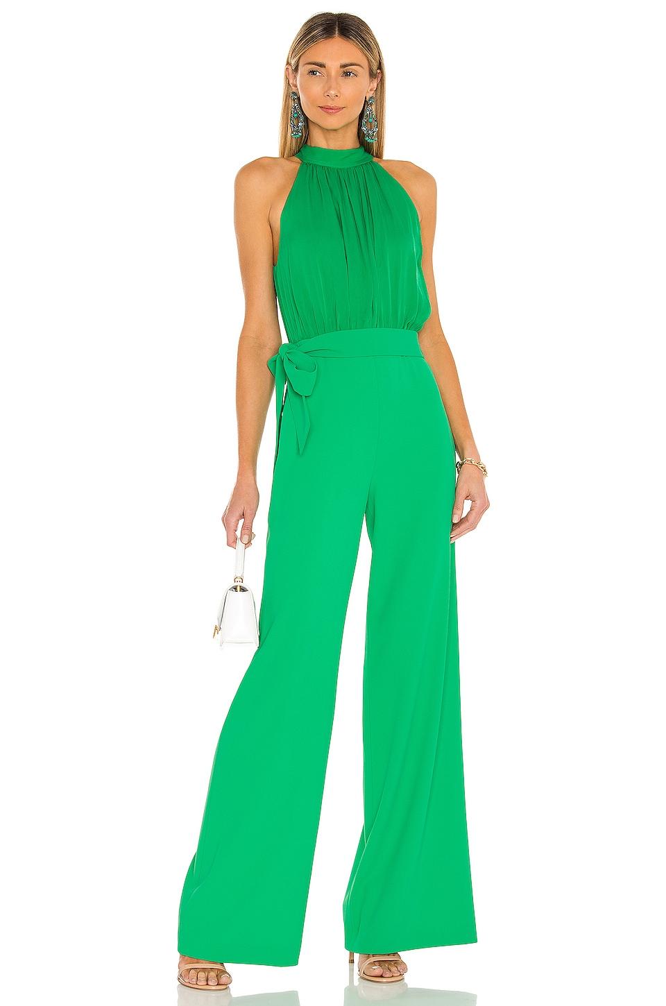 Alice + Olivia Synthetic Thelma Halter Neck Jumpsuit in Green - Lyst