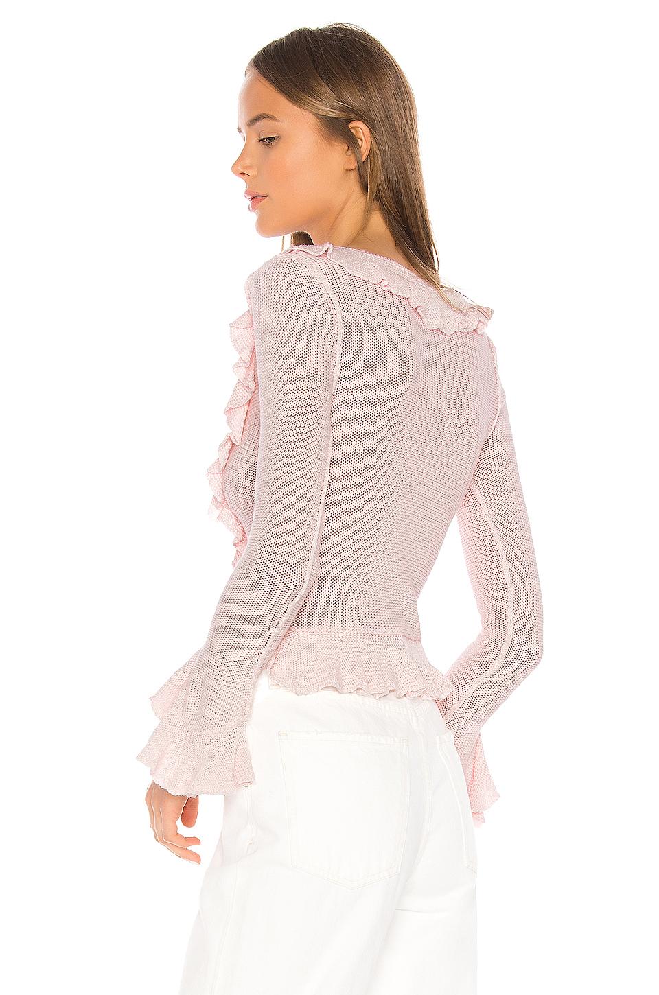 LPA Cotton Ruffle Sweater Cardigan in Light Pink (Pink) Lyst