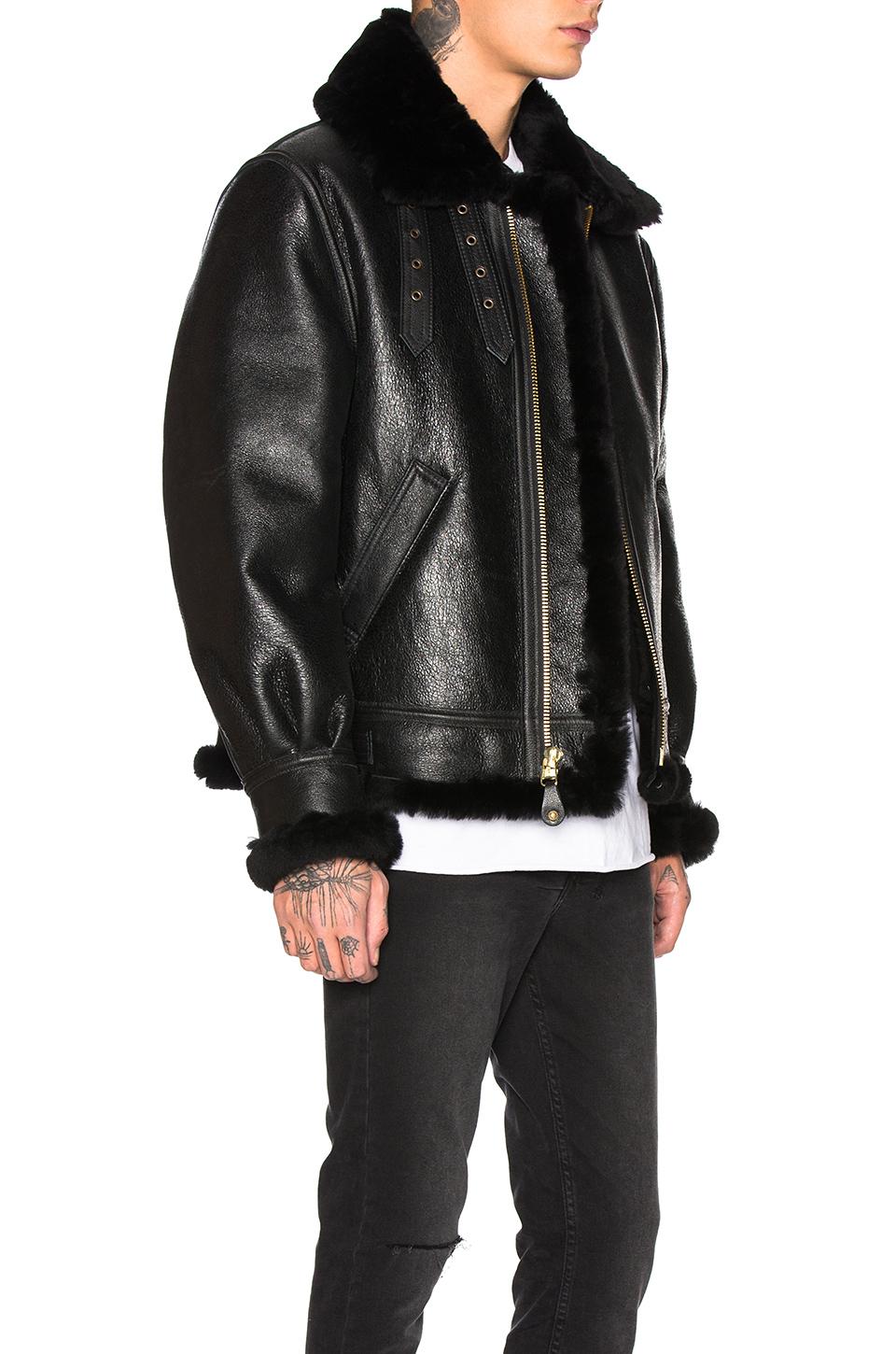 Schott Nyc B-3 Sheepskin Leather Bomber Jacket In Black For Men - Lyst