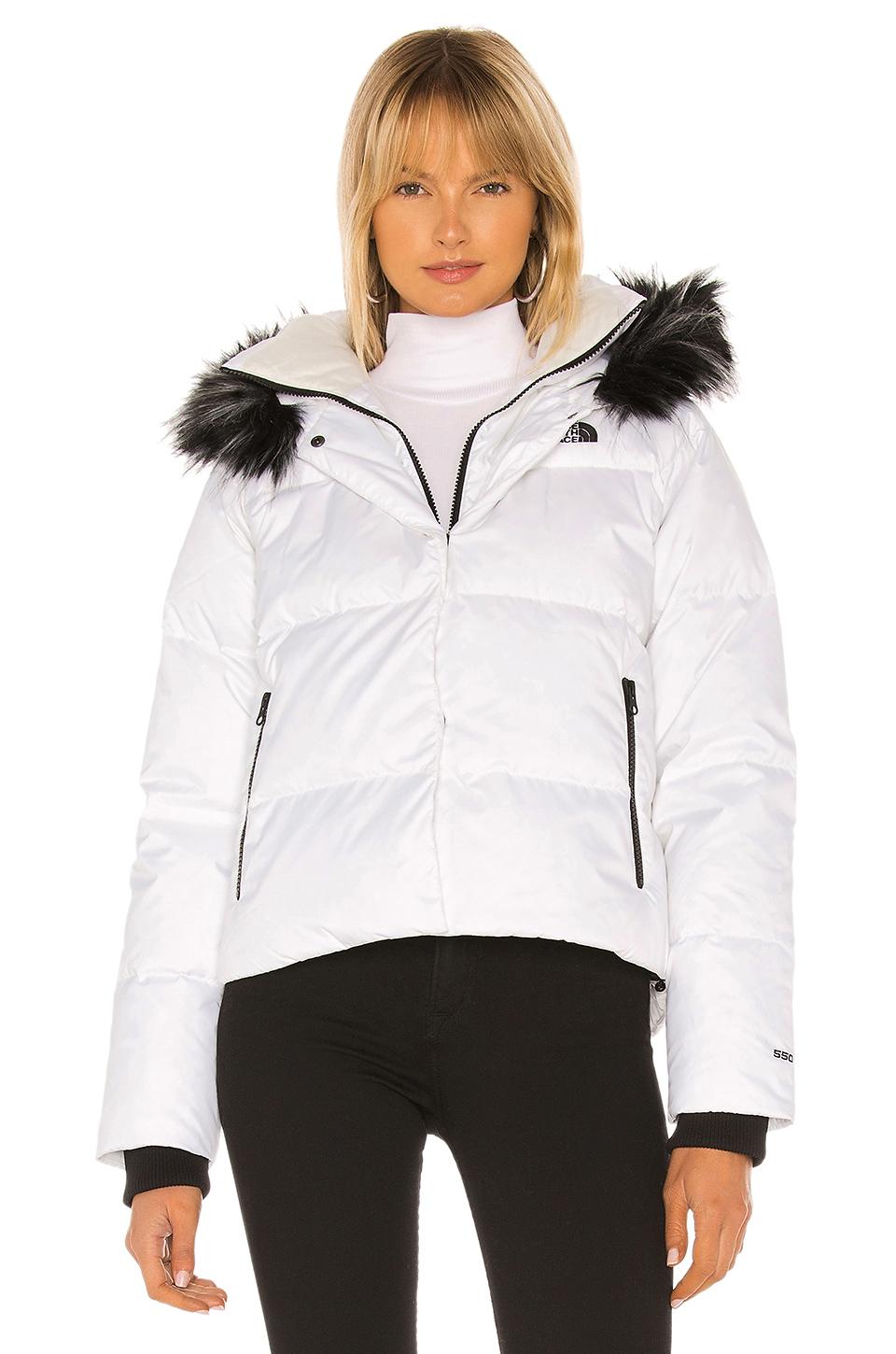 The North Face Dealio Down Crop Jacket With Faux Fur Trim in White | Lyst