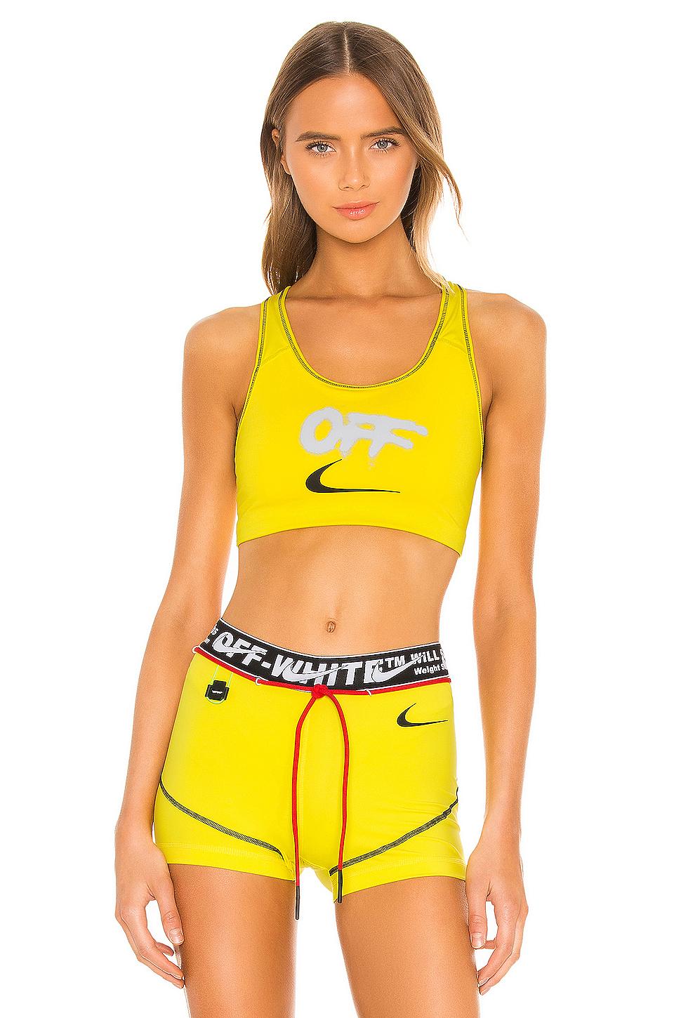 humedad salchicha Empleado Nike X Off-white Nrg Ru Pro Classic Sports Bra in Yellow | Lyst