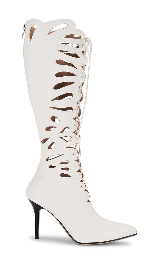 Nii HAI Faux Leather Lace-Up Pointed Stiletto Boots in White Lyst