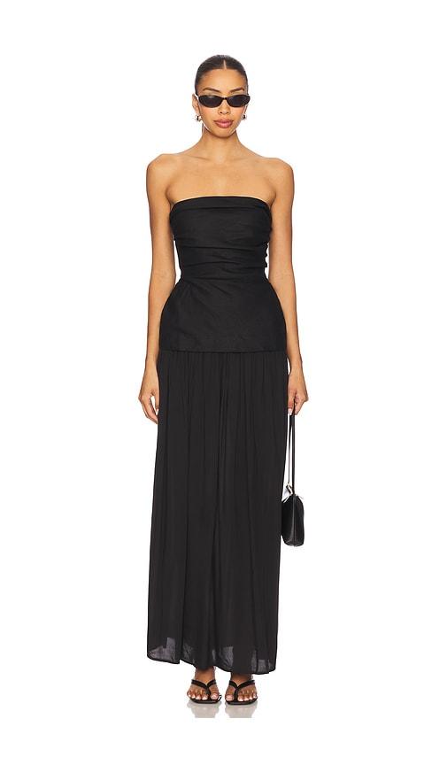 faithfull the brand black dress DOT THEORY WOVEN MIDI DRESS Black / L