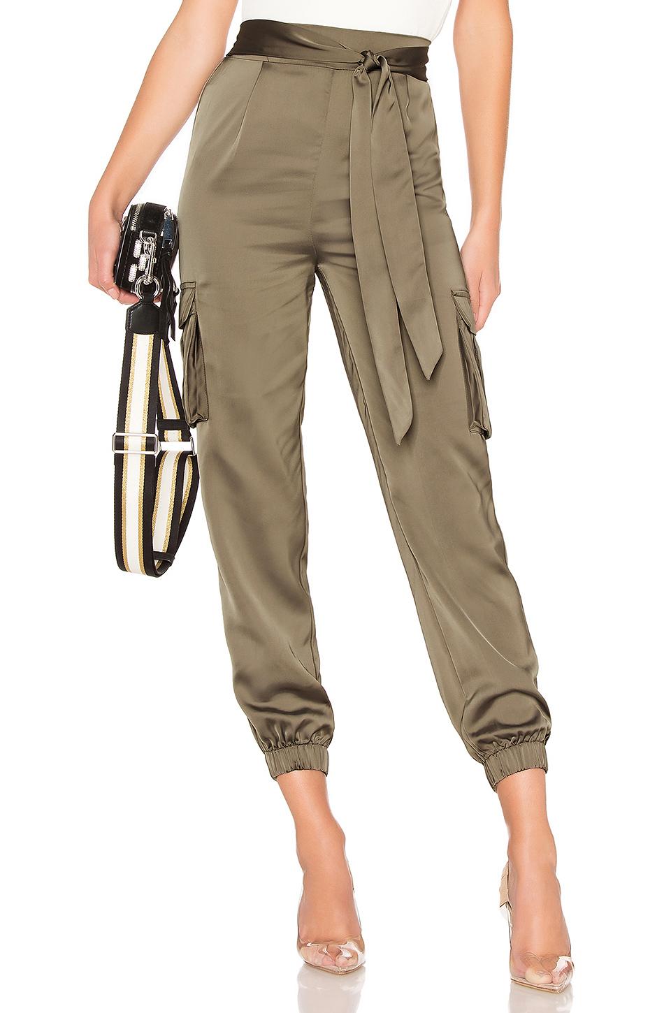 superdown Synthetic Rachel Satin Cargo Pants in Green - Lyst