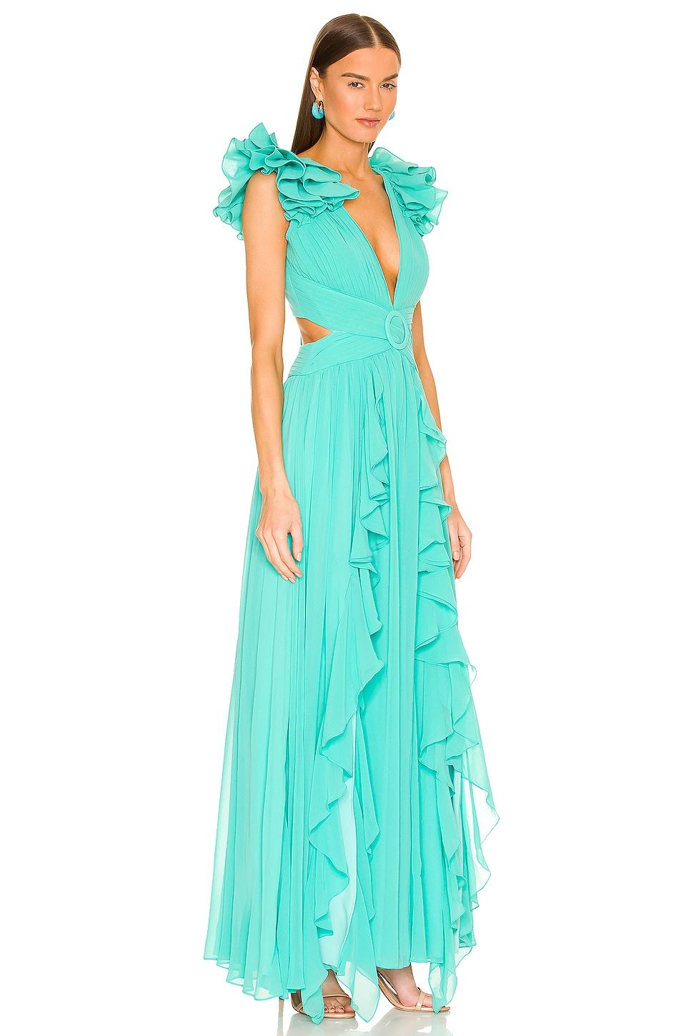 PATBO Flutter Sleeve Maxi Dress in Blue | Lyst