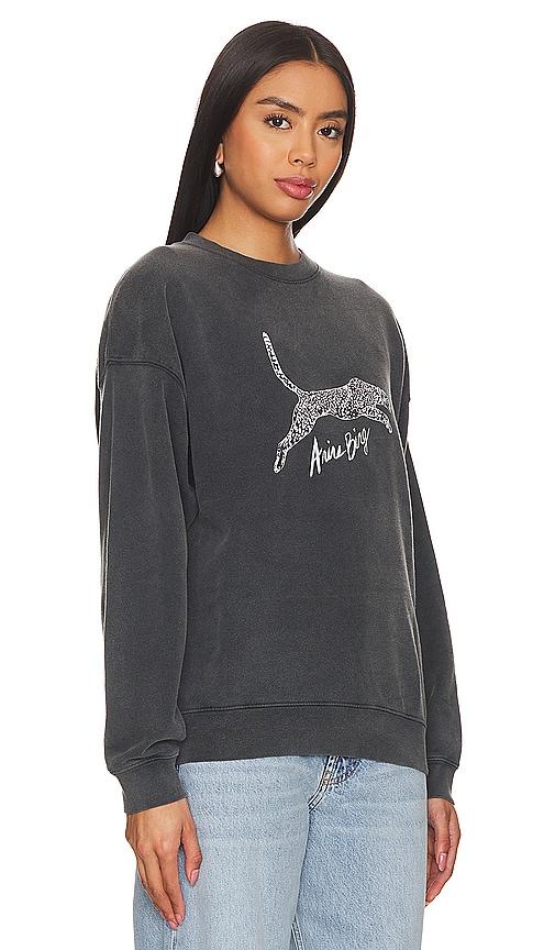Anine Bing Spencer Sweatshirt Spotted Leopard in Black | Lyst UK