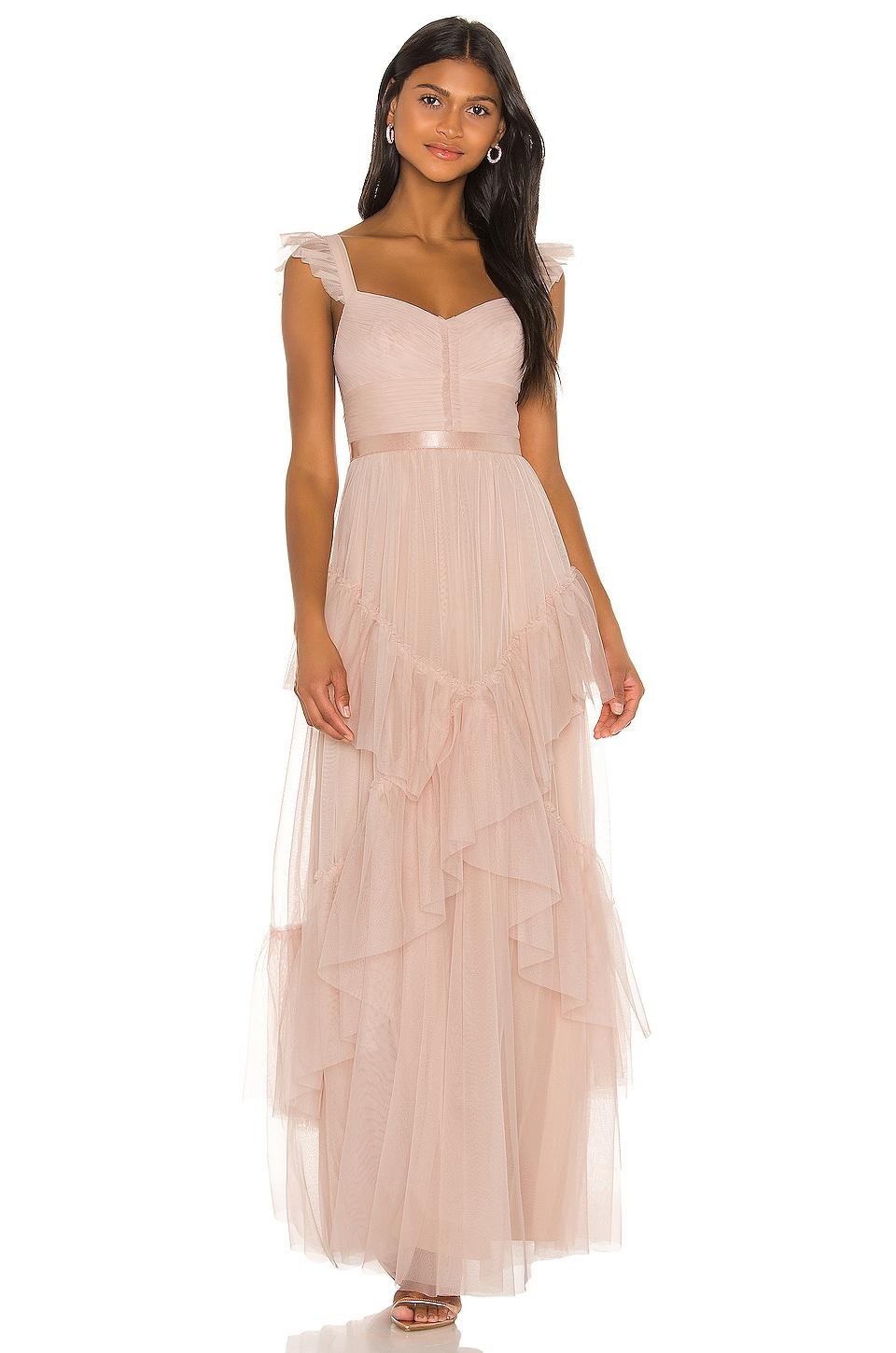 Synthetic Tiered Ruffle Gown ...