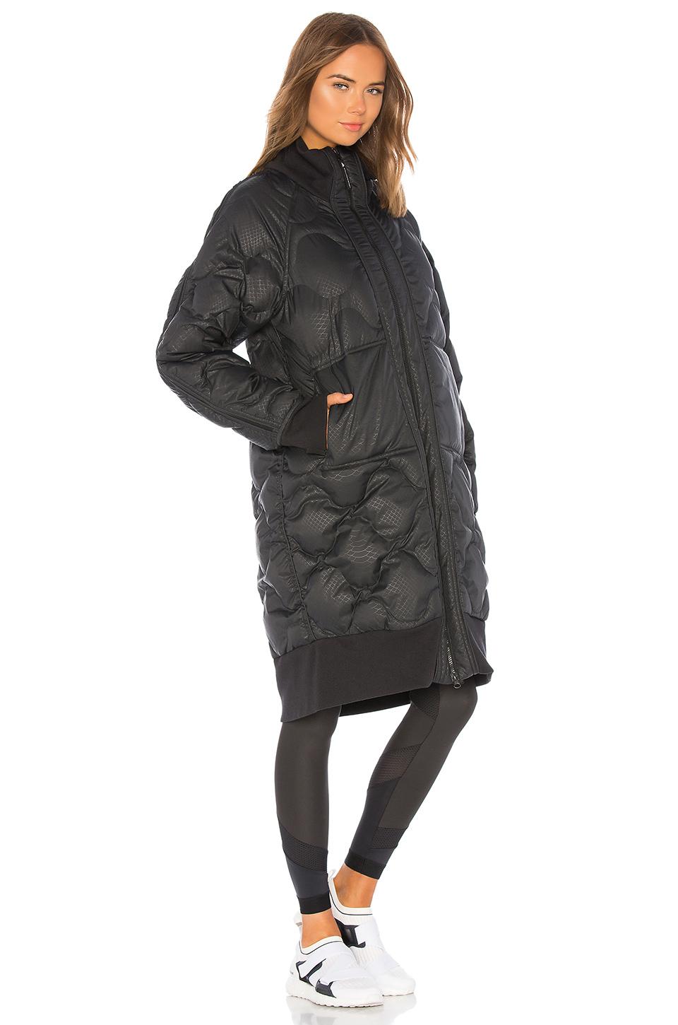 Download adidas By Stella McCartney Quilted Coat in Black - Lyst