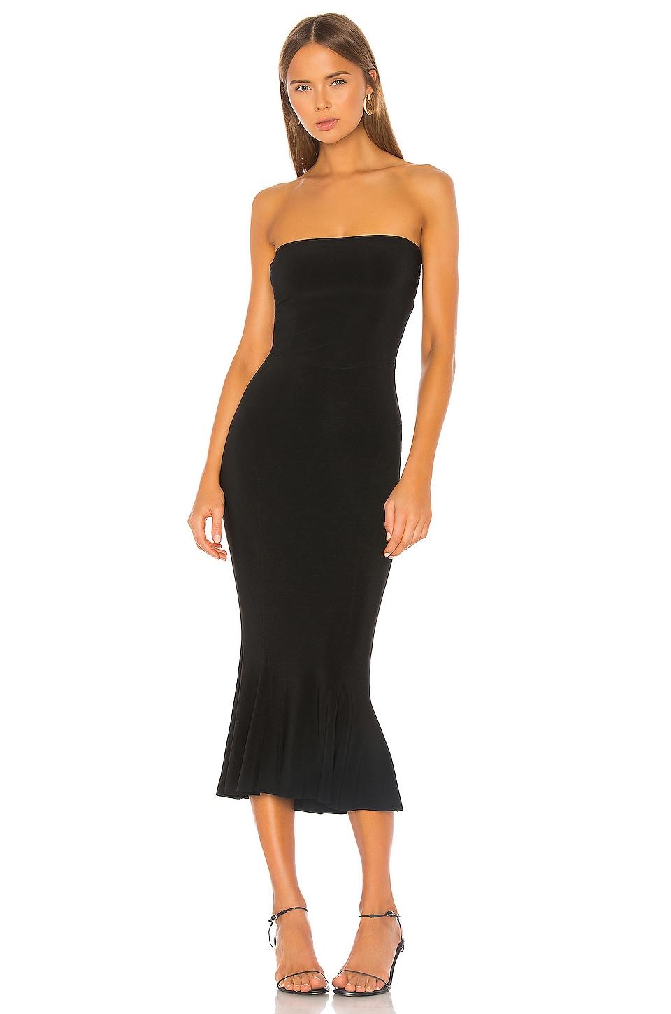 Norma Kamali Synthetic Strapless Fishtail Dress in Black - Lyst