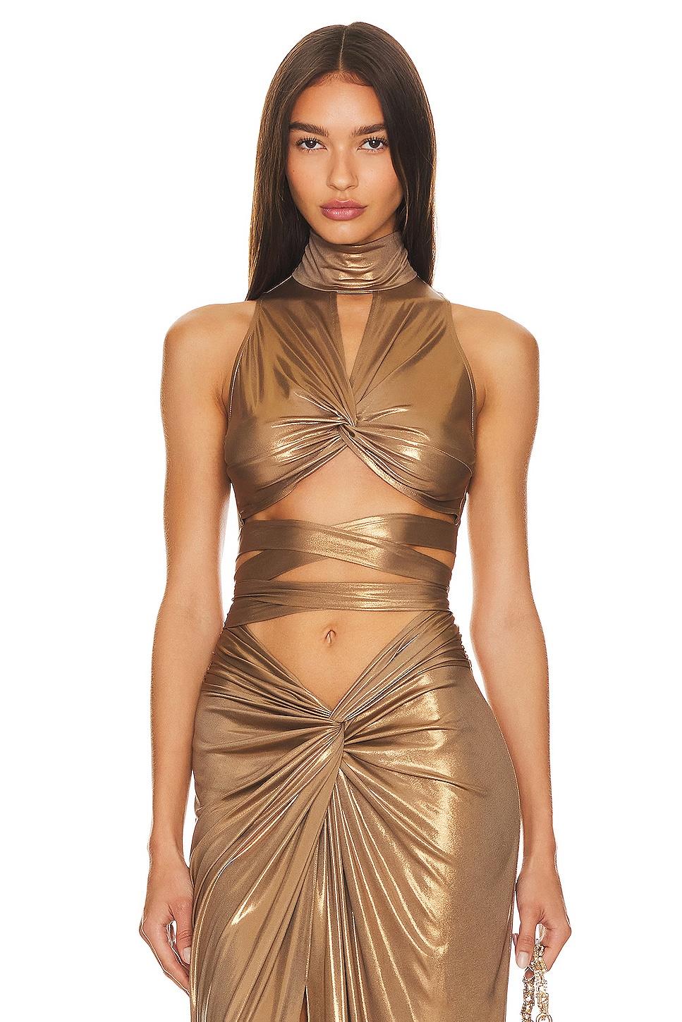Buy LAQUAN SMITH Sequined Bra Top - Gold At 30% Off