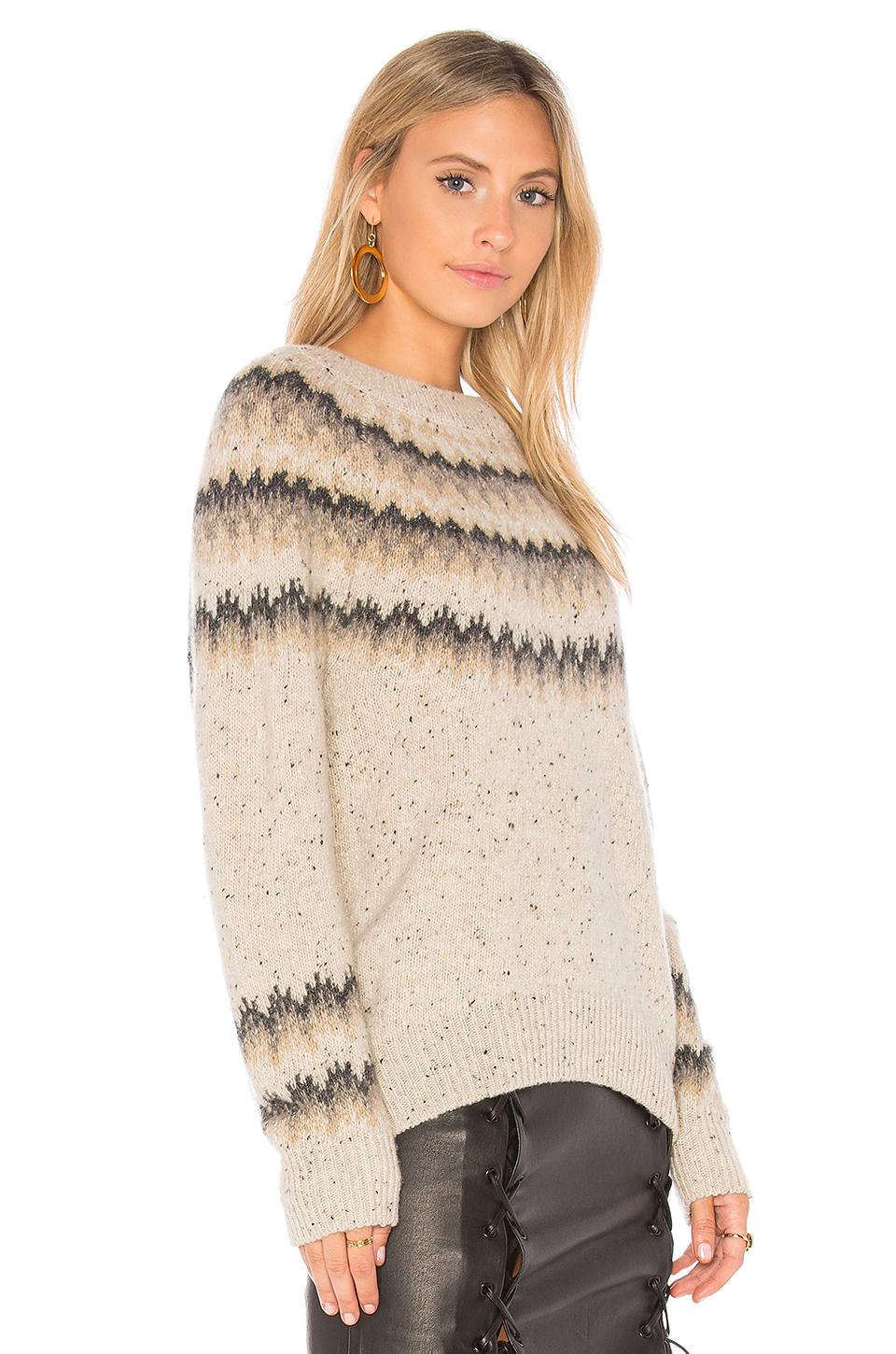 Vince Fair Isle Cashmere Sweater in Natural | Lyst
