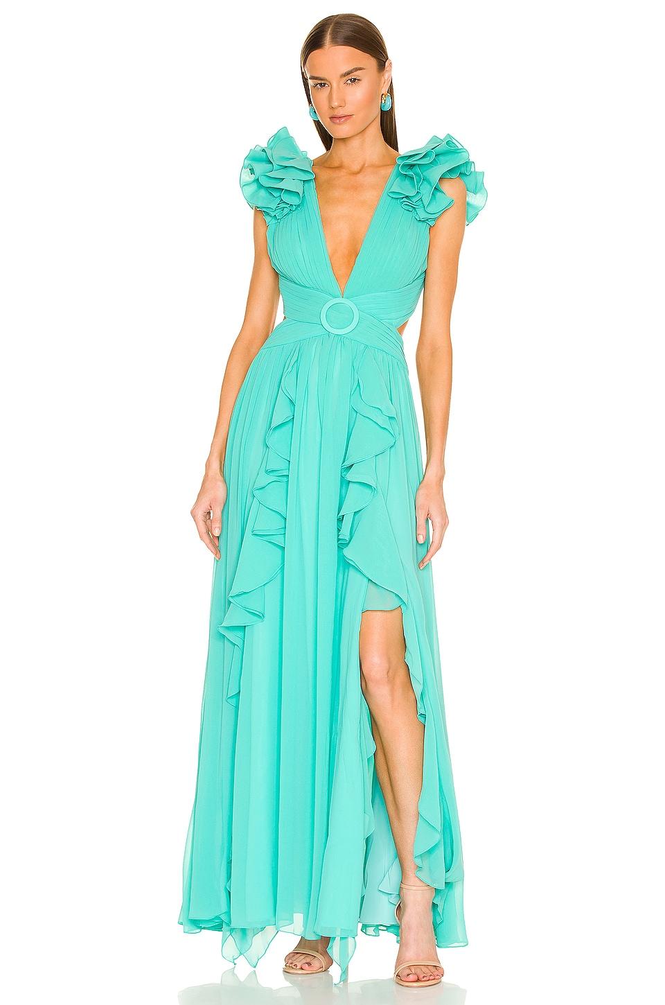 PATBO Flutter Sleeve Maxi Dress in Blue Lyst