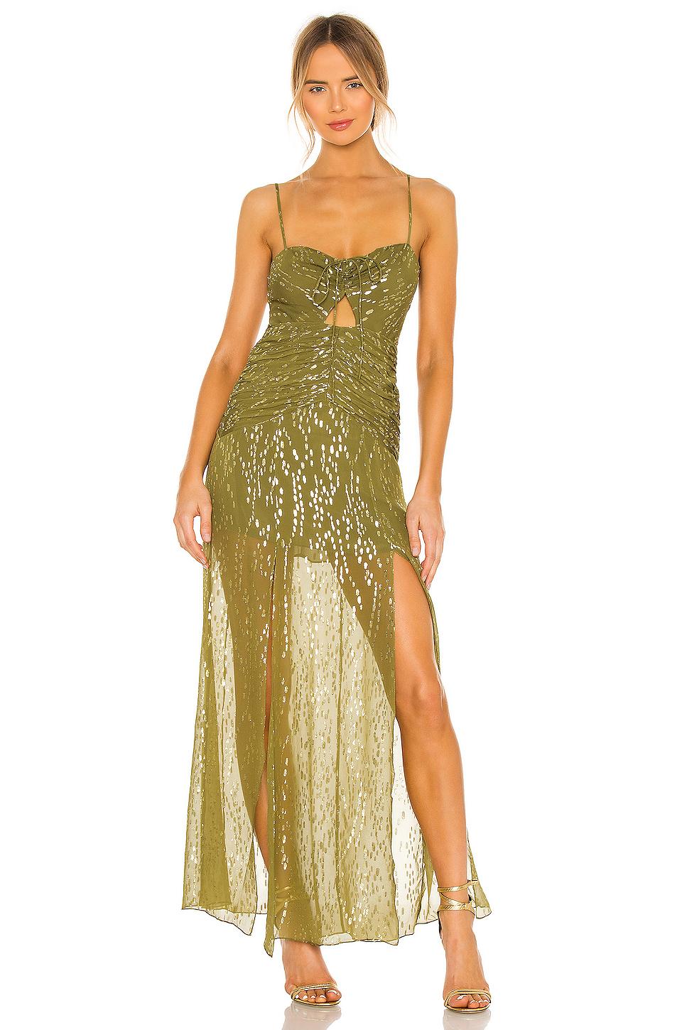 Shona Joy Laura Ruched Maxi Dress in Green | Lyst